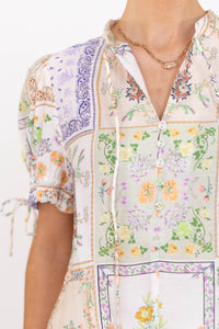 Busy Day Favorite Green Mixed Print Blouse