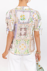 Busy Day Favorite Green Mixed Print Blouse