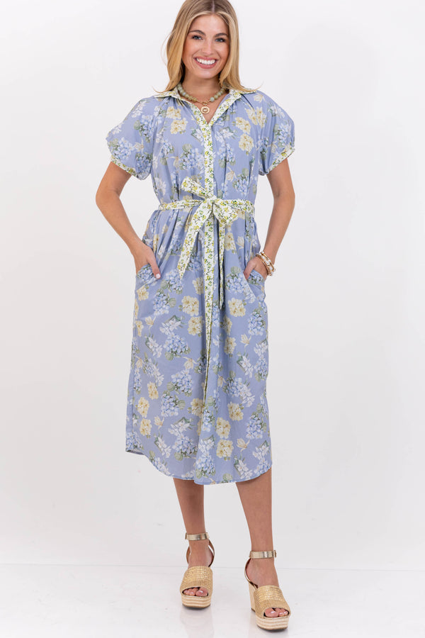 Closet Go-To Blue Floral Midi Dress