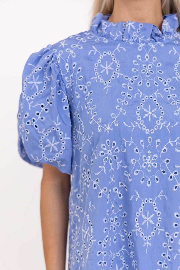 Nothing But Good Things Blue Eyelet Blouse