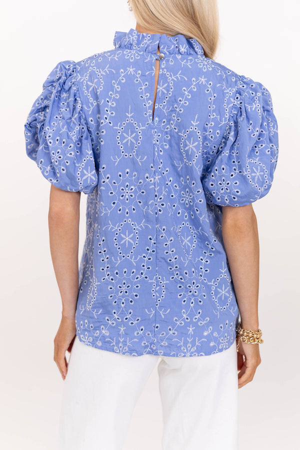 Nothing But Good Things Blue Eyelet Blouse