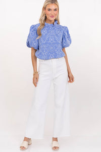 Nothing But Good Things Blue Eyelet Blouse