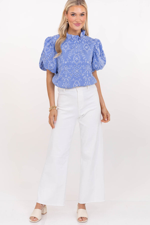 Nothing But Good Things Blue Eyelet Blouse