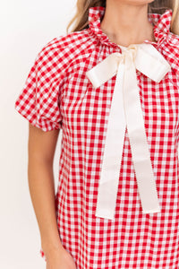 Nothing Feels Better Red Gingham Blouse