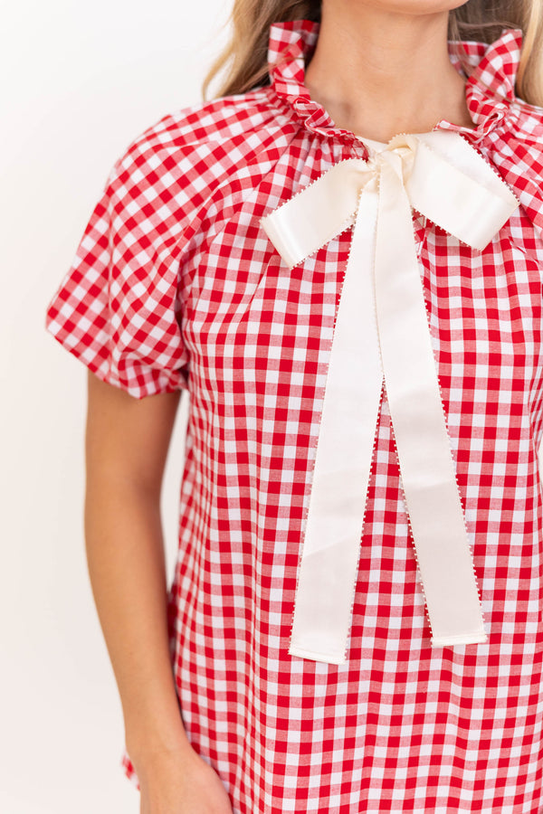 Nothing Feels Better Red Gingham Blouse