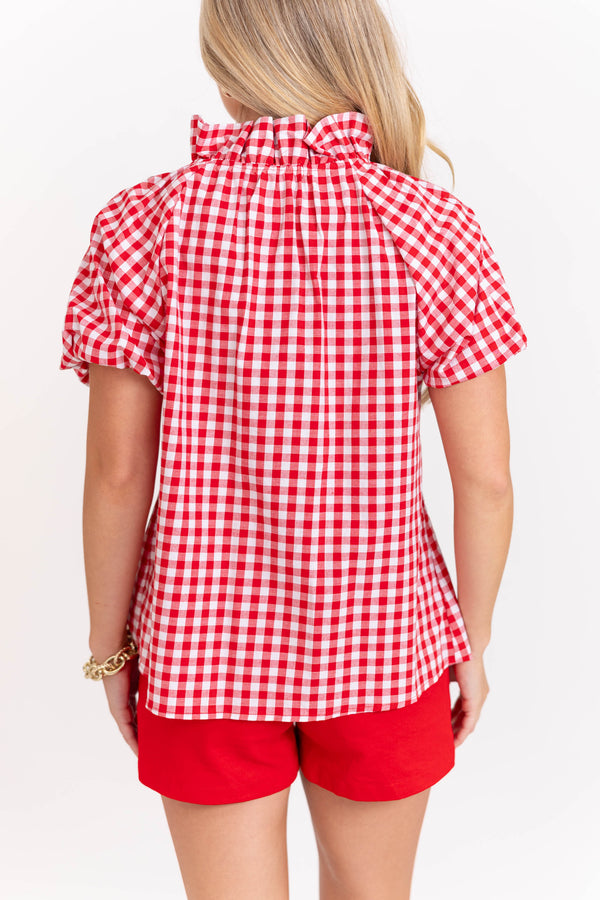 Nothing Feels Better Red Gingham Blouse