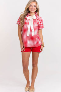 Nothing Feels Better Red Gingham Blouse