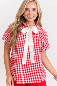 Nothing Feels Better Red Gingham Blouse