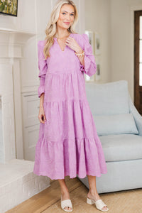NURSING COLLECTION: What A Surprise Lavender Textured Midi Dress