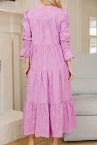 NURSING COLLECTION: What A Surprise Lavender Textured Midi Dress