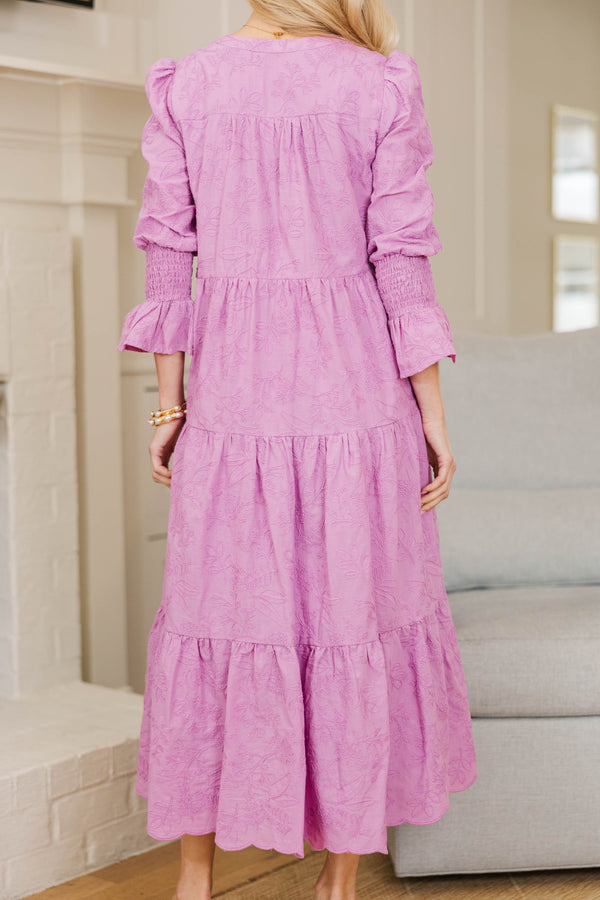 NURSING COLLECTION: What A Surprise Lavender Textured Midi Dress