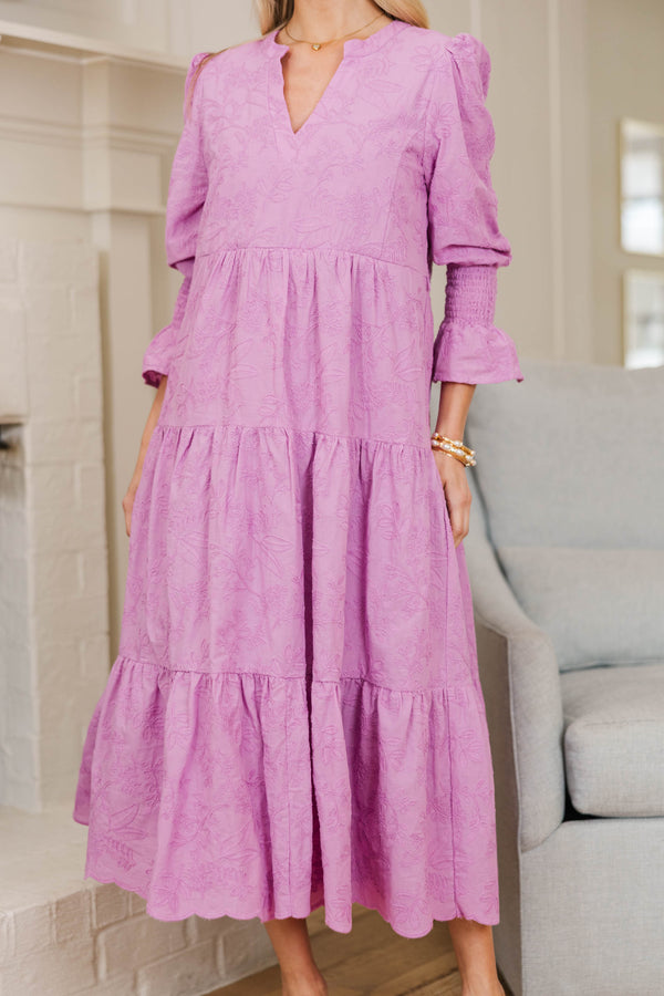 NURSING COLLECTION: What A Surprise Lavender Textured Midi Dress