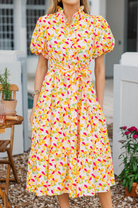 All Day Favorite Cream Ditsy Floral Midi Dress