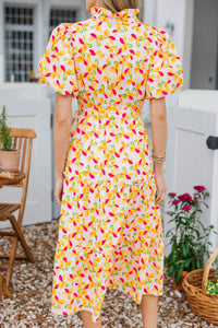 All Day Favorite Cream Ditsy Floral Midi Dress