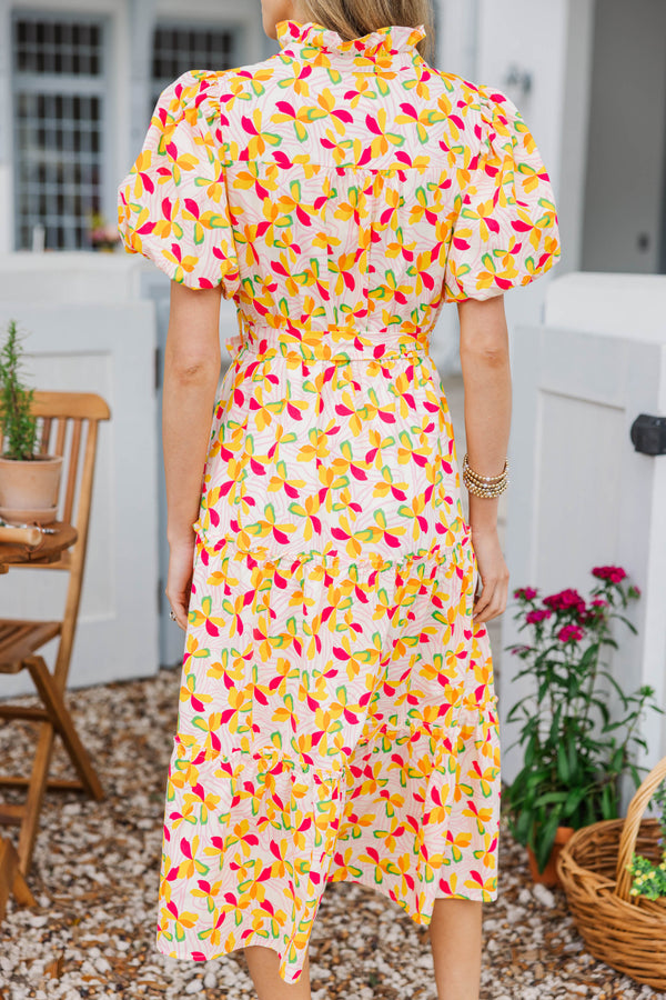 All Day Favorite Cream Ditsy Floral Midi Dress