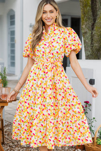 All Day Favorite Cream Ditsy Floral Midi Dress