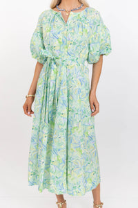 Wherever Today Takes You Green Floral Midi Dress