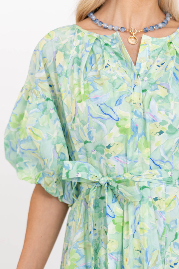 Wherever Today Takes You Green Floral Midi Dress