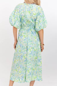 Wherever Today Takes You Green Floral Midi Dress