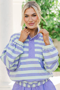 No Second Guess Purple Striped Top