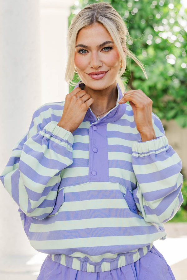 No Second Guess Purple Striped Top