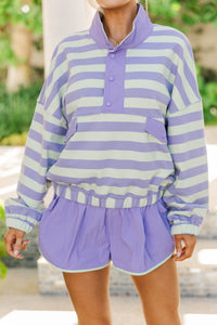 No Second Guess Purple Striped Top