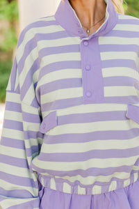 No Second Guess Purple Striped Top