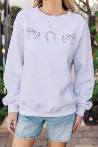 Saddle Up Heather Gray Embroidered Top