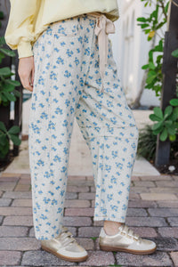 Low Key Polished Cream Floral Wide Leg Pants