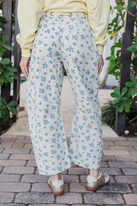 Low Key Polished Cream Floral Wide Leg Pants