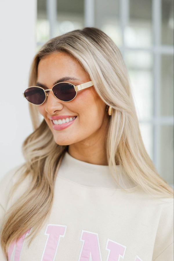 Freyrs: Soho Gold Oval Sunglasses