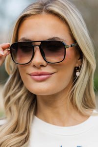 One More Reason Charcoal Aviator Sunglasses