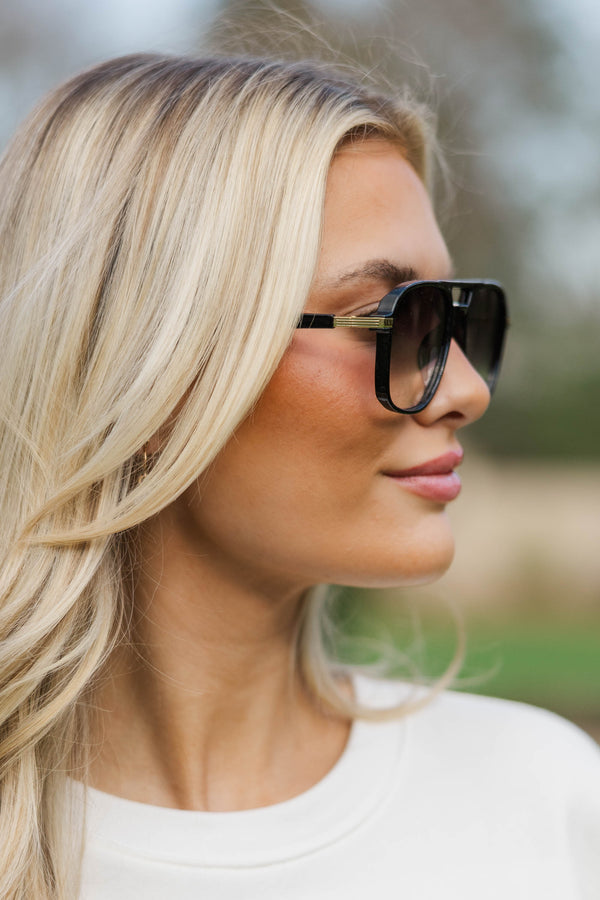 One More Reason Charcoal Aviator Sunglasses