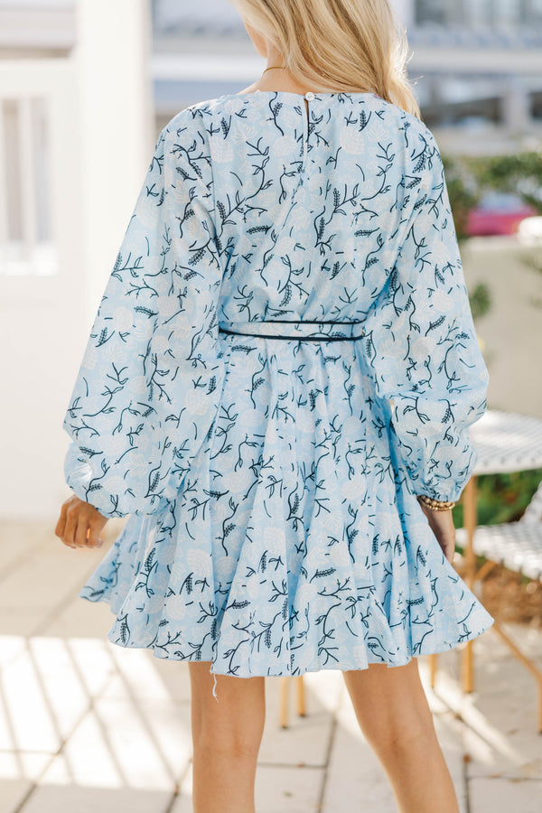 Stay Close Light Blue Toile Dress
