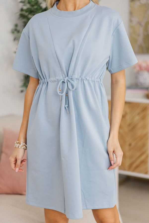NURSING COLLECTION: Easy Motion Light Blue Drawstring Dress
