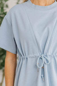 NURSING COLLECTION: Easy Motion Light Blue Drawstring Dress