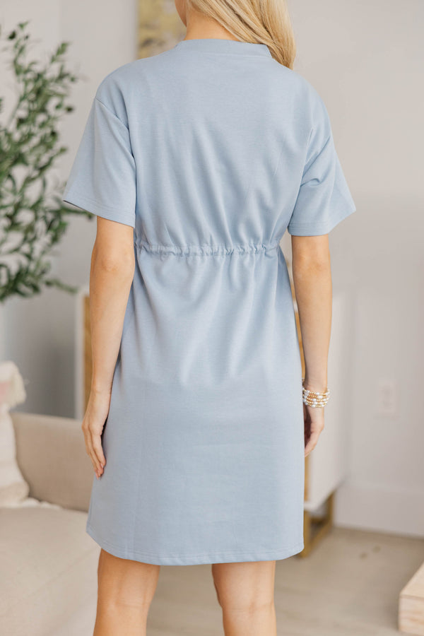 NURSING COLLECTION: Easy Motion Light Blue Drawstring Dress