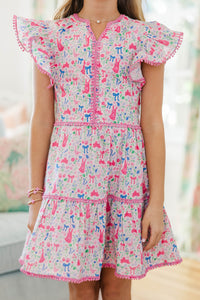 Girls: At This Time Pink Novelty Dress