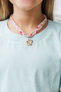 Girls: Charmed With Love Pink Flower Charm Scarf Necklace