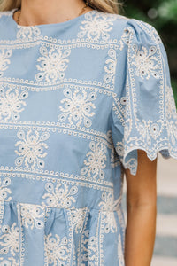 Sealed With A Kiss Blue Eyelet Blouse