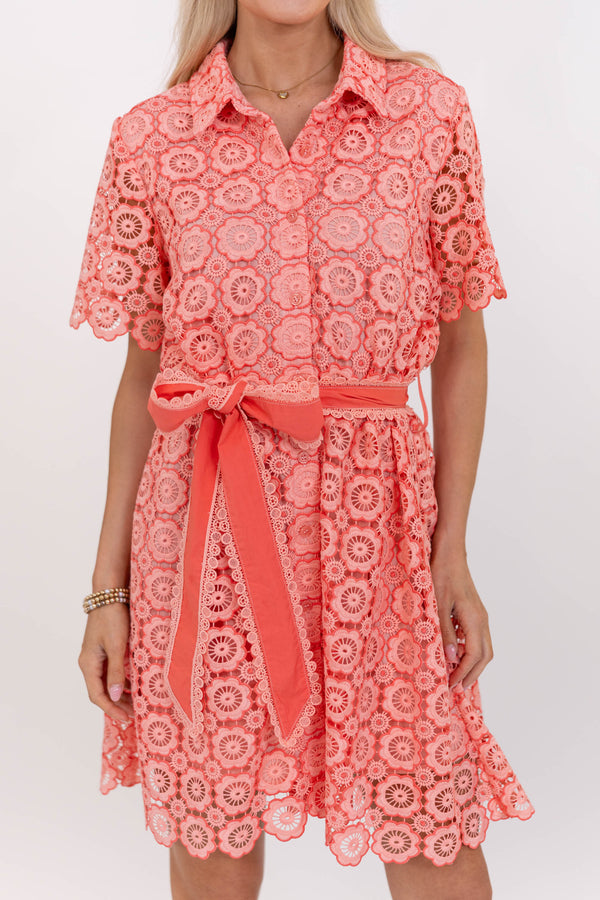 All Is Well Peach Lace Dress
