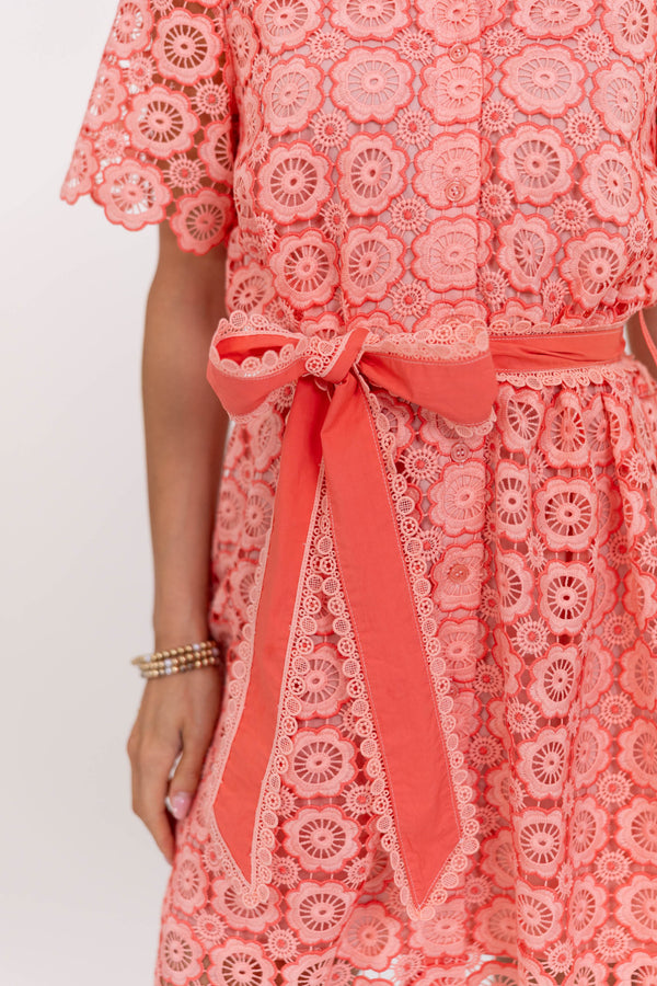 All Is Well Peach Lace Dress, Small - The Mint Julep Boutique