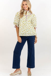 Keep It Up Cream Ditsy Floral Blouse