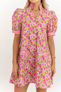 The Wildflower Pink Floral Puff Sleeve Dress