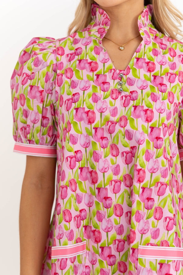 The Wildflower Pink Floral Puff Sleeve Dress