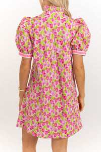 The Wildflower Pink Floral Puff Sleeve Dress