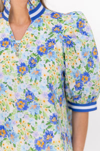 Forever A Favorite Blue Floral Button Blouse