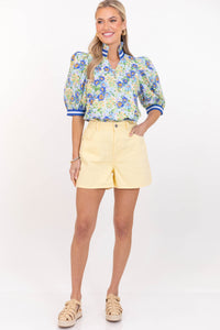 Forever A Favorite Blue Floral Button Blouse
