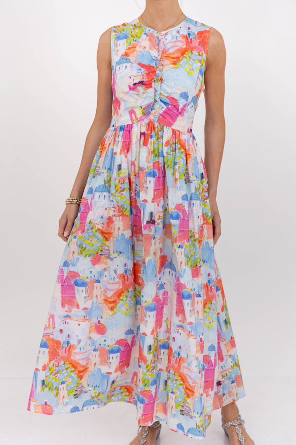 All Together Now Pink Toile Midi Dress