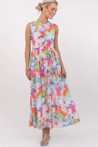 All Together Now Pink Toile Midi Dress